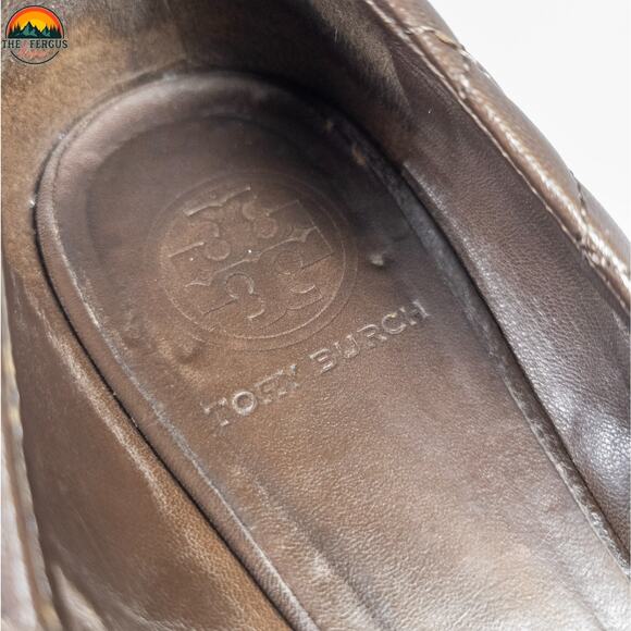 Tory Burch Quinn Ballet Flats Brown Leather Slip-On Quilted Women's Size 7.5 - Picture 13 of 14